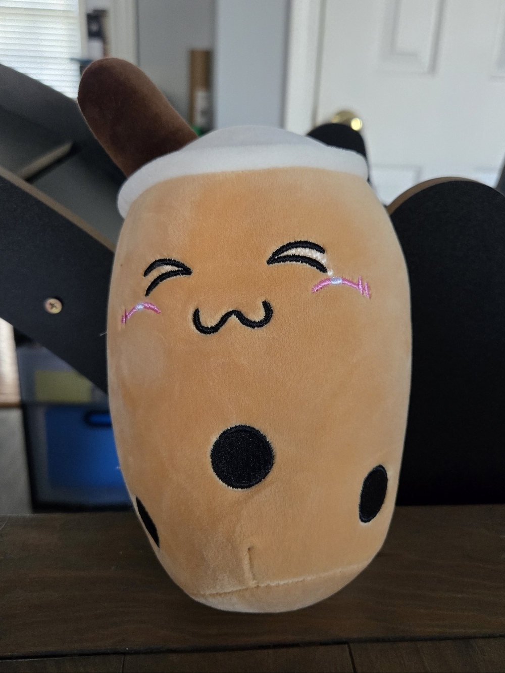 Bubble Tea Plush Kawaii Boba Plushie - Tan with Black Details
